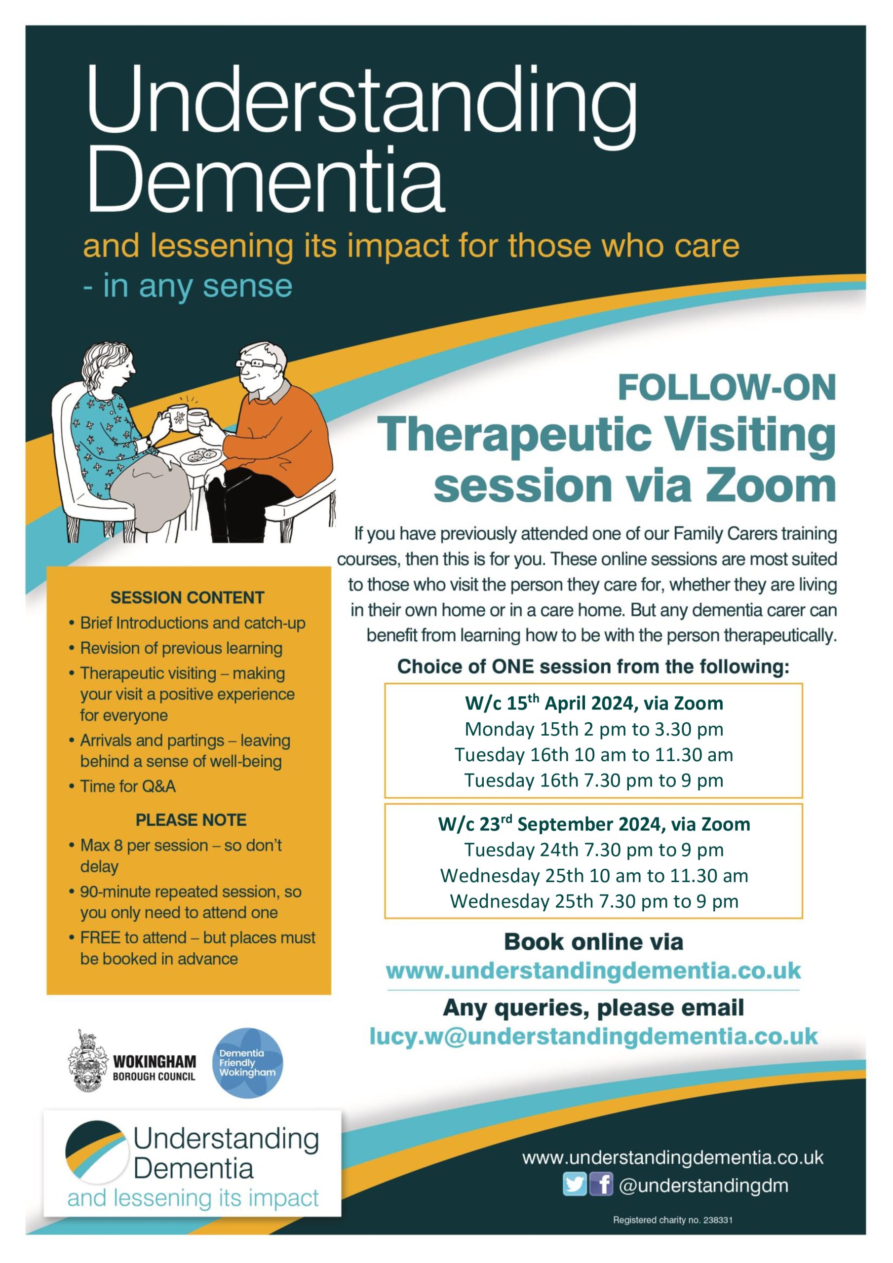 Read more about the article Therapeutic Visiting Workshop 25th September 7.30 pm – for people who have completed our Family Carer training