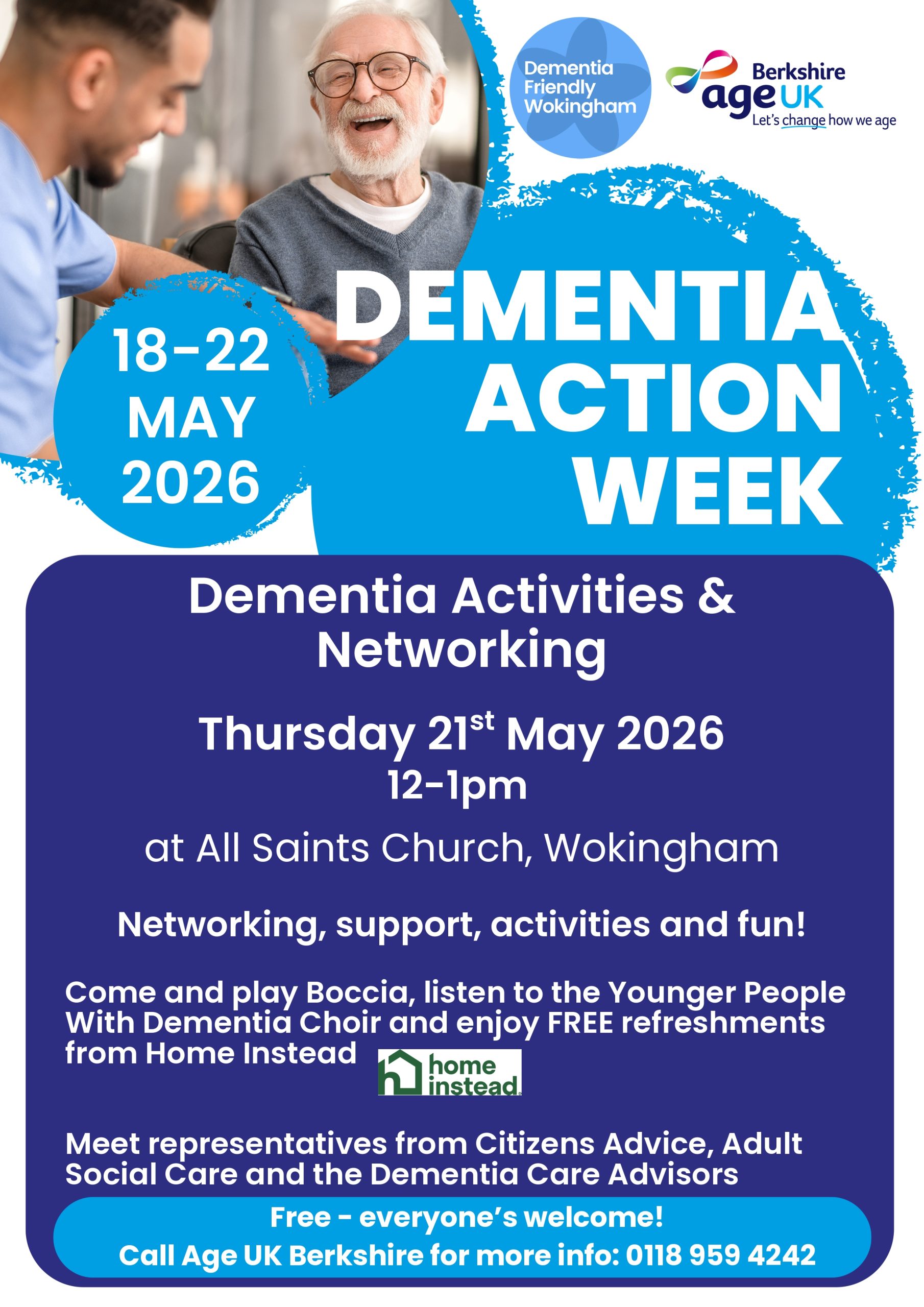 Read more about the article Dementia Awareness Event with refreshments (All Saints Church, Wiltshire Rd, Wokingham RG40 1TN)