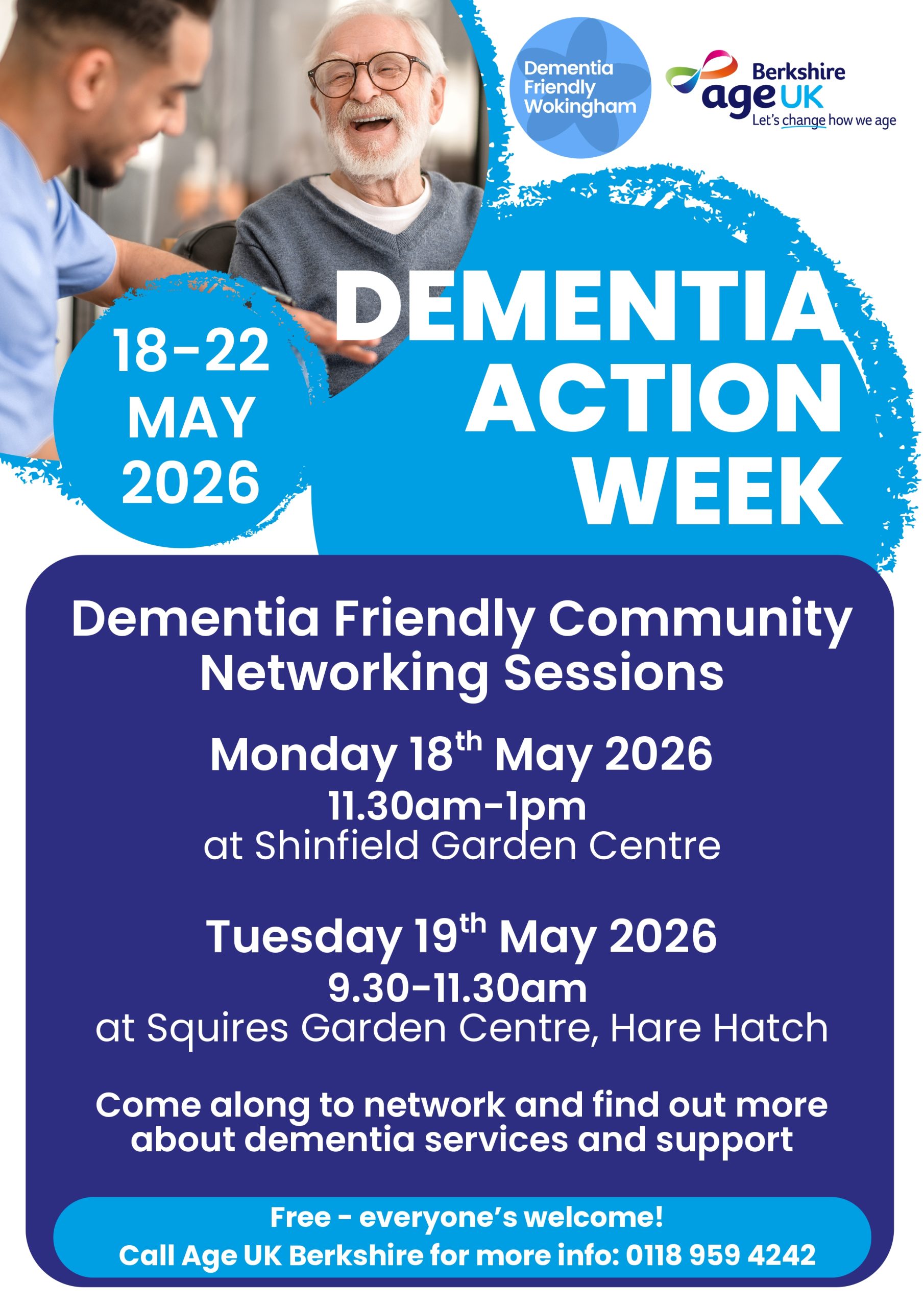 Read more about the article Dementia Awareness Event (Shinfield Garden Centre, 166 Hyde End Rd, Reading RG2 9ER)