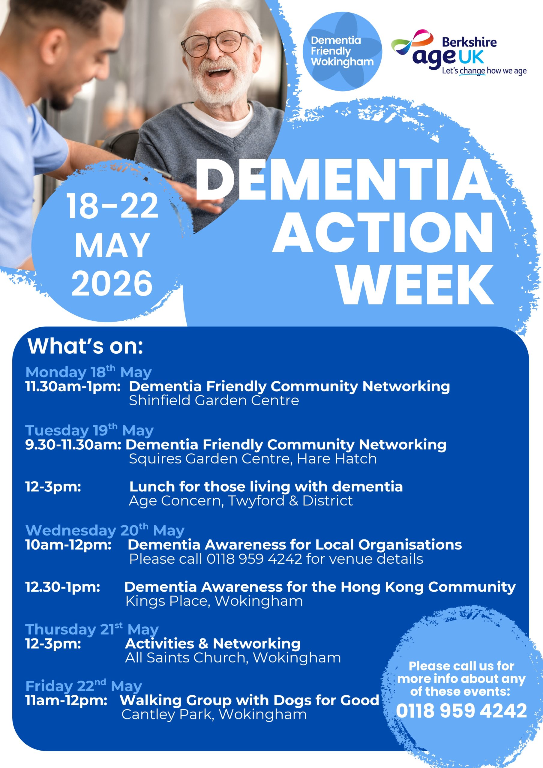 Read more about the article Dementia Awareness Event (Shinfield Garden Centre, 166 Hyde End Rd, Reading RG2 9ER)