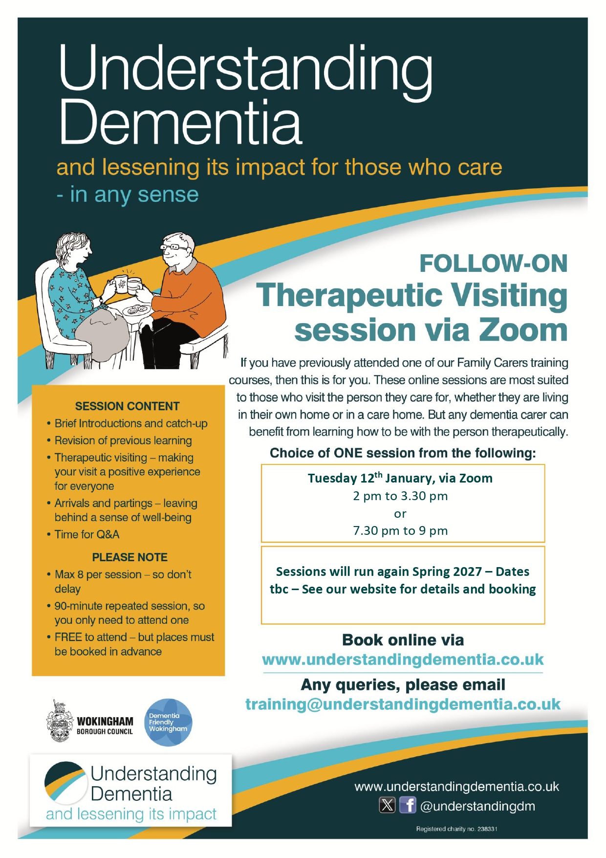 Understanding Dementia Therapeutic Visiting Session for family carers 12th January 2027